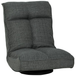 Fauteuil Zanobia Pivotant 360° Réglable Confort Lin Gris Déco Salon Détente