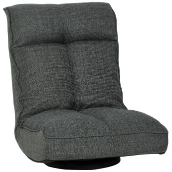 Fauteuil Zanobia Pivotant 360° Réglable Confort Lin Gris Déco Salon Détente