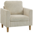 Fauteuil Jareth Style Scandinave Velours Côtelé Beige Confort Compact 120kg