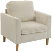 Fauteuil Jareth Style Scandinave Velours Côtelé Beige Confort Compact 120kg
