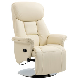 Fauteuil Osterbach relax inclinable 130° pivotant repose-pied réglable crème