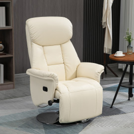 Fauteuil Osterbach relax inclinable 130° pivotant repose-pied réglable crème