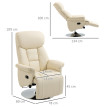 Fauteuil Osterbach relax inclinable 130° pivotant repose-pied réglable crème
