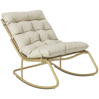Fauteuil à bascule Perchthal extérieur confortable antidérapant acier textilène beige