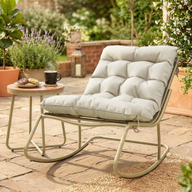 Fauteuil à bascule Perchthal extérieur confortable antidérapant acier textilène beige