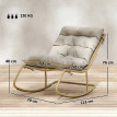 Fauteuil à bascule Perchthal extérieur confortable antidérapant acier textilène beige