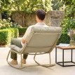 Fauteuil à bascule Perchthal extérieur confortable antidérapant acier textilène beige