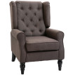 Fauteuil Recaredo Chesterfield Capitonné Tissu Chocolat Pieds Bois Élégant