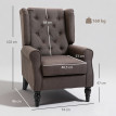 Fauteuil Recaredo Chesterfield Capitonné Tissu Chocolat Pieds Bois Élégant