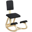 Fornovo Siège Assis-Genoux Ergonomique Dossier Bois Bouleau Noir Posture Bureau Méditation