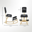 Fornovo Siège Assis-Genoux Ergonomique Dossier Bois Bouleau Noir Posture Bureau Méditation