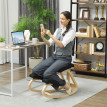 Fornovo Siège Assis-Genoux Ergonomique Dossier Bois Bouleau Noir Posture Bureau Méditation