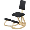 Fornovo Siège Assis-Genoux Ergonomique Dossier Bois Bouleau Noir Posture Bureau Méditation