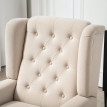 Fauteuil Fastrada Style Chesterfield Capitonné Bois Noir Tissu Beige 74x86x102 cm