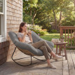 Fauteuil Éteval basculant extérieur confort nuage résistant UV gris bois naturel