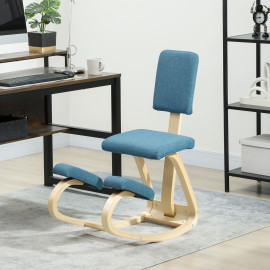 Siège Westbrook assis-genoux ergonomique dossier bois bouleau bleu posture confort bureau