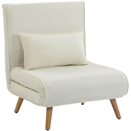 Fauteuil Ternaval Convertible Scandinave Bois Tissu Gris Lit Appoint Inclinable