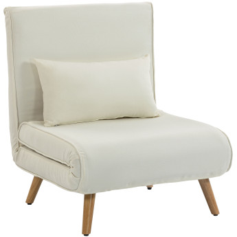 Fauteuil Ternaval Convertible Scandinave Bois Tissu Gris Lit Appoint Inclinable