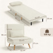Fauteuil Ternaval Convertible Scandinave Bois Tissu Gris Lit Appoint Inclinable