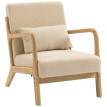 Fauteuil Moorwick lounge bois hévéa effet laine bouclée beige confort cosy salon