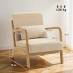 Fauteuil Moorwick lounge bois hévéa effet laine bouclée beige confort cosy salon