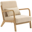 Fauteuil Moorwick lounge bois hévéa effet laine bouclée beige confort cosy salon