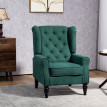 Fauteuil Chrothilde Style Chesterfield Capitonné Bois Noir Tissu Gris 74x86x102 cm