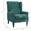 Fauteuil Chrothilde Style Chesterfield Capitonné Bois Noir Tissu Gris 74x86x102 cm