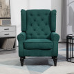 Fauteuil Chrothilde Style Chesterfield Capitonné Bois Noir Tissu Gris 74x86x102 cm