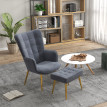 Fauteuil Kaltenbach Design Oreilles Repose-Pieds Élégant Gris Doré Confort Luxe