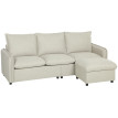 Canapé Lézeval 3 Places Pouf Coffre Tissu Confortable Blanc Cassé Modulable