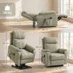 Fauteuil Vivien releveur électrique inclinable double moteur confort kaki clair