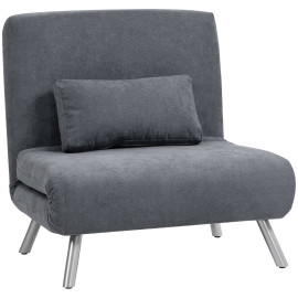 Fauteuil Edeltraud Convertible Clic-Clac Réglable 5 Positions Gris Tissu Doux