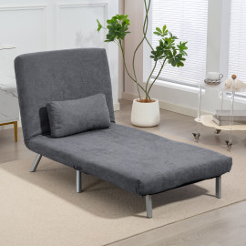 Fauteuil Edeltraud Convertible Clic-Clac Réglable 5 Positions Gris Tissu Doux