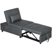 Fauteuil Sukarrieta Convertible 3-en-1 Gris Tissu Capitonné Inclinable Lit Pouf