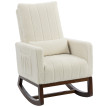 Fauteuil Riedenburg bascule relaxant confort bouclette crème bois noyer