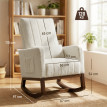 Fauteuil Riedenburg bascule relaxant confort bouclette crème bois noyer