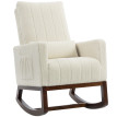 Fauteuil Riedenburg bascule relaxant confort bouclette crème bois noyer