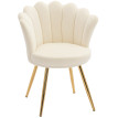 Chaise Rigoitia Design Coquillage Velours Beige Pieds Métal Doré Élégance Chic