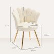 Chaise Rigoitia Design Coquillage Velours Beige Pieds Métal Doré Élégance Chic