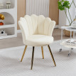 Chaise Rigoitia Design Coquillage Velours Beige Pieds Métal Doré Élégance Chic