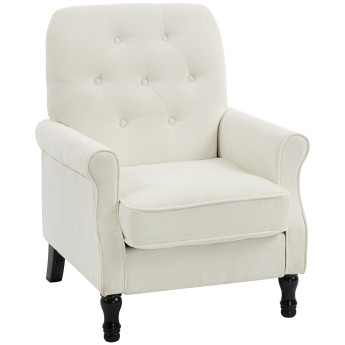 Fauteuil Aubrecourt élégant baroque capitonné tissu crème salon chic confortable