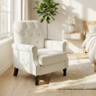 Fauteuil Aubrecourt élégant baroque capitonné tissu crème salon chic confortable