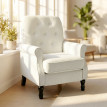 Fauteuil Aubrecourt élégant baroque capitonné tissu crème salon chic confortable