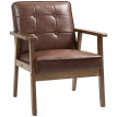 Fauteuil Blanca Design Chesterfield Bois Hévéa Confortable Marron Chocolat