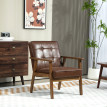 Fauteuil Blanca Design Chesterfield Bois Hévéa Confortable Marron Chocolat