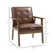 Fauteuil Blanca Design Chesterfield Bois Hévéa Confortable Marron Chocolat