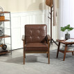 Fauteuil Blanca Design Chesterfield Bois Hévéa Confortable Marron Chocolat