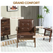 Fauteuil Blanca Design Chesterfield Bois Hévéa Confortable Marron Chocolat