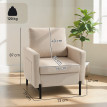 Fauteuil Sandigliano Design Tissu Lin Confortable Assise Mousse Beige Salon Chambre